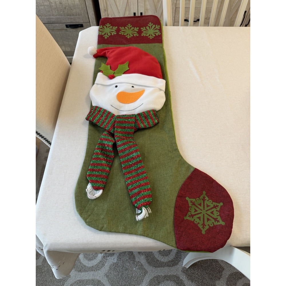 Jumbo Snowman Christmas Stocking 48in Felt Holiday Decor Large Red Green